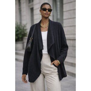 Charter Club 100% Cashmere Luxury open front cardigan women's medium black